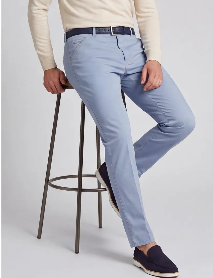 Pantalon Meyer Chicago lichtblauw normale fit