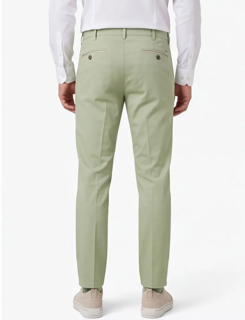 Pantalon Meyer Chicago groen normale fit flatfront