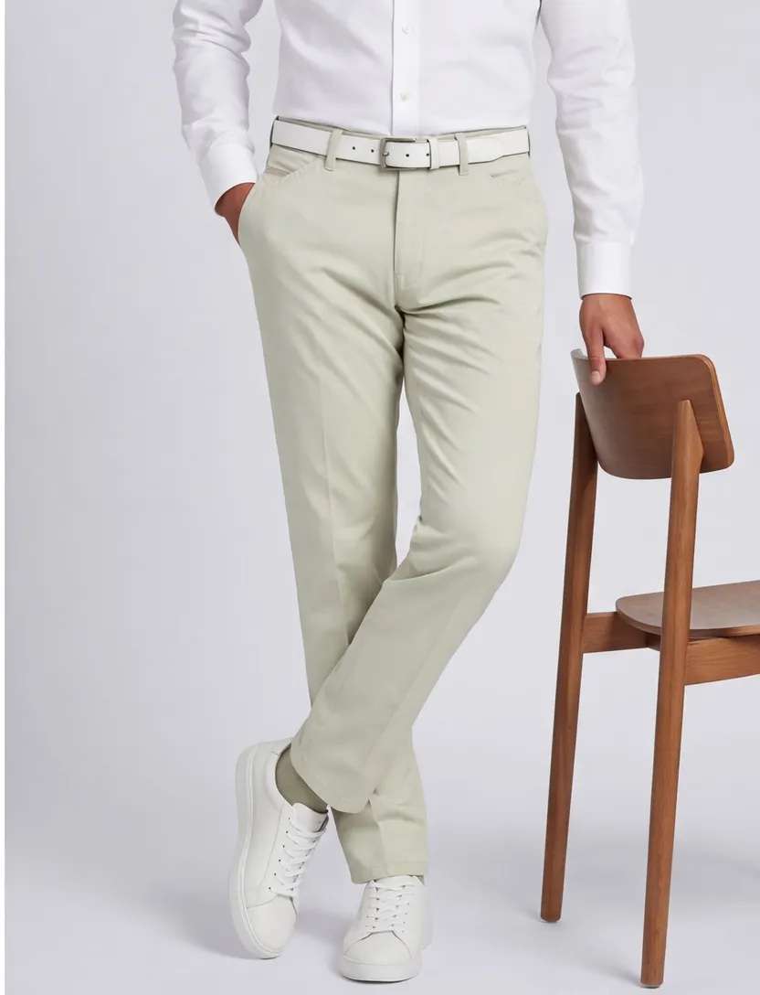Pantalon Meyer Chicago creme flatfront normale fit