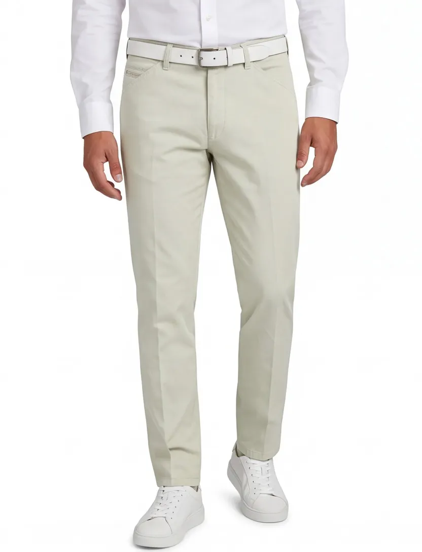 Pantalon Meyer Chicago creme flatfront normale fit