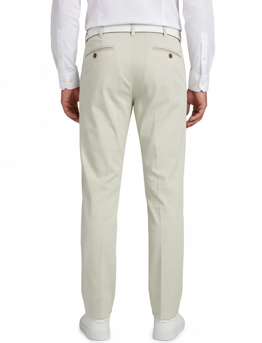Creme pantalon Meyer flatfront normale fit
