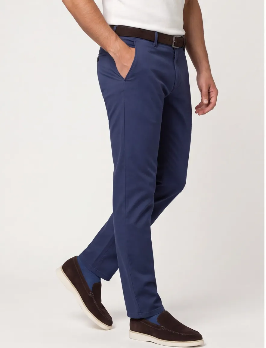 Blauwe pantalon flatfront model Meyer normale fit