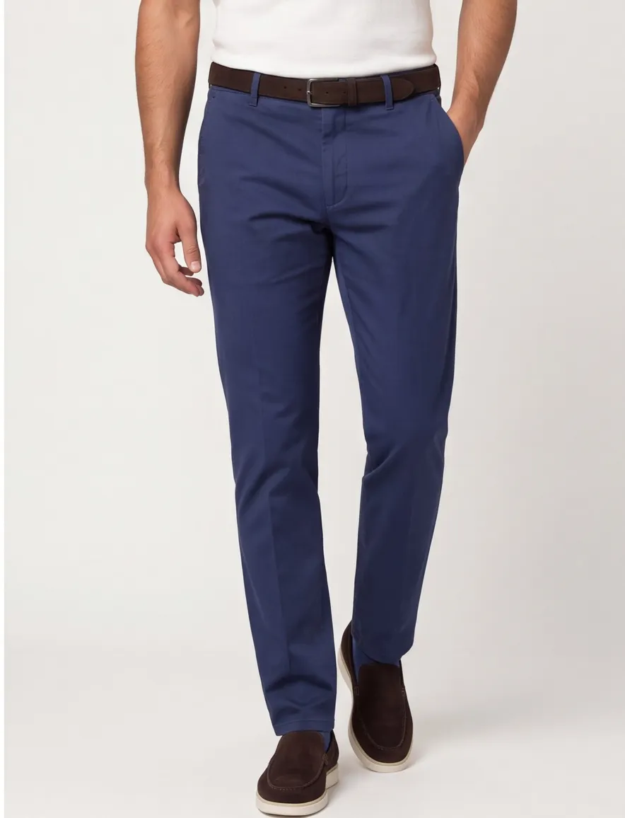 Blauwe pantalon flatfront model Meyer normale fit