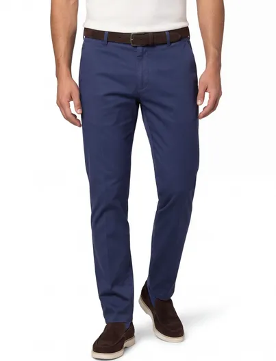 Meyer Blauwe pantalon flatfront model Meyer normale fit