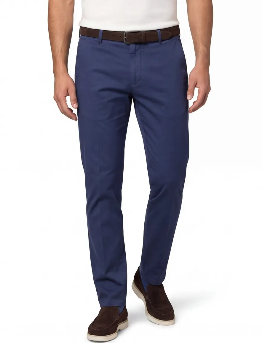 Blauwe pantalon flatfront model Meyer normale fit
