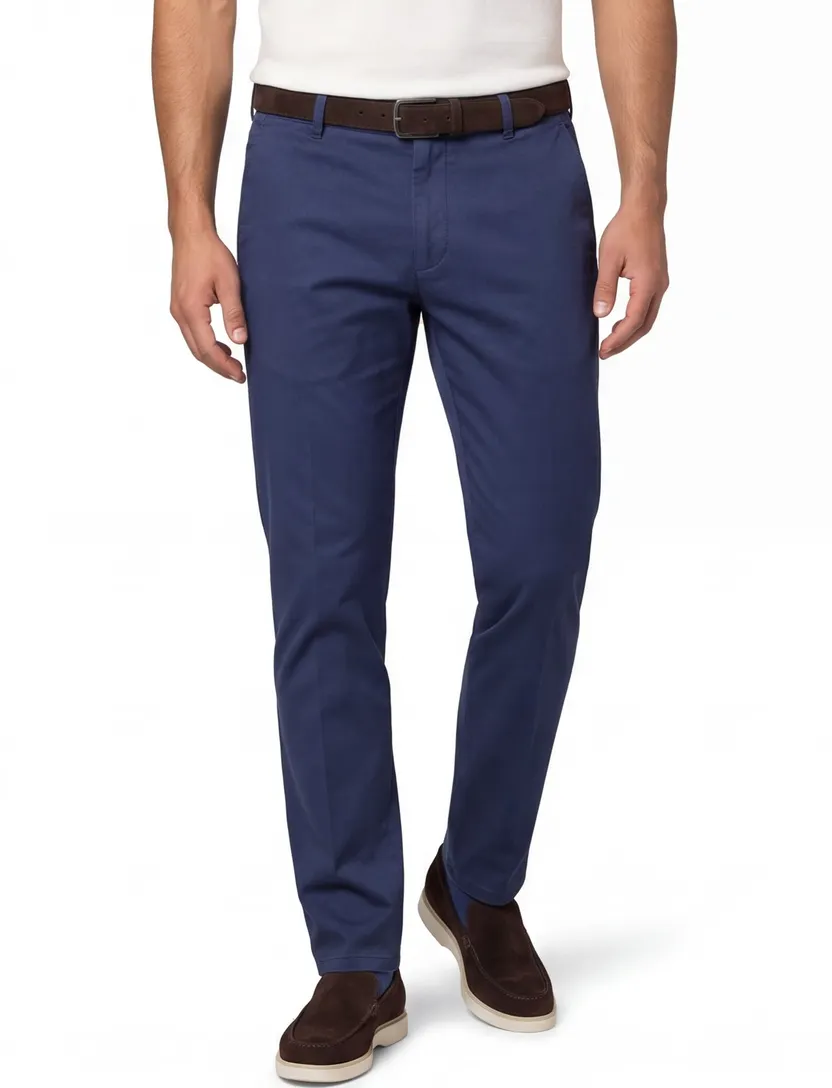 Pantalon flatfront model Meyer blauw normale fit