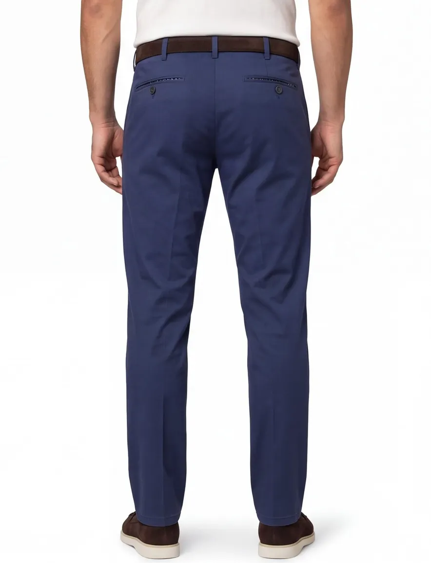 Blauwe pantalon flatfront model Meyer normale fit
