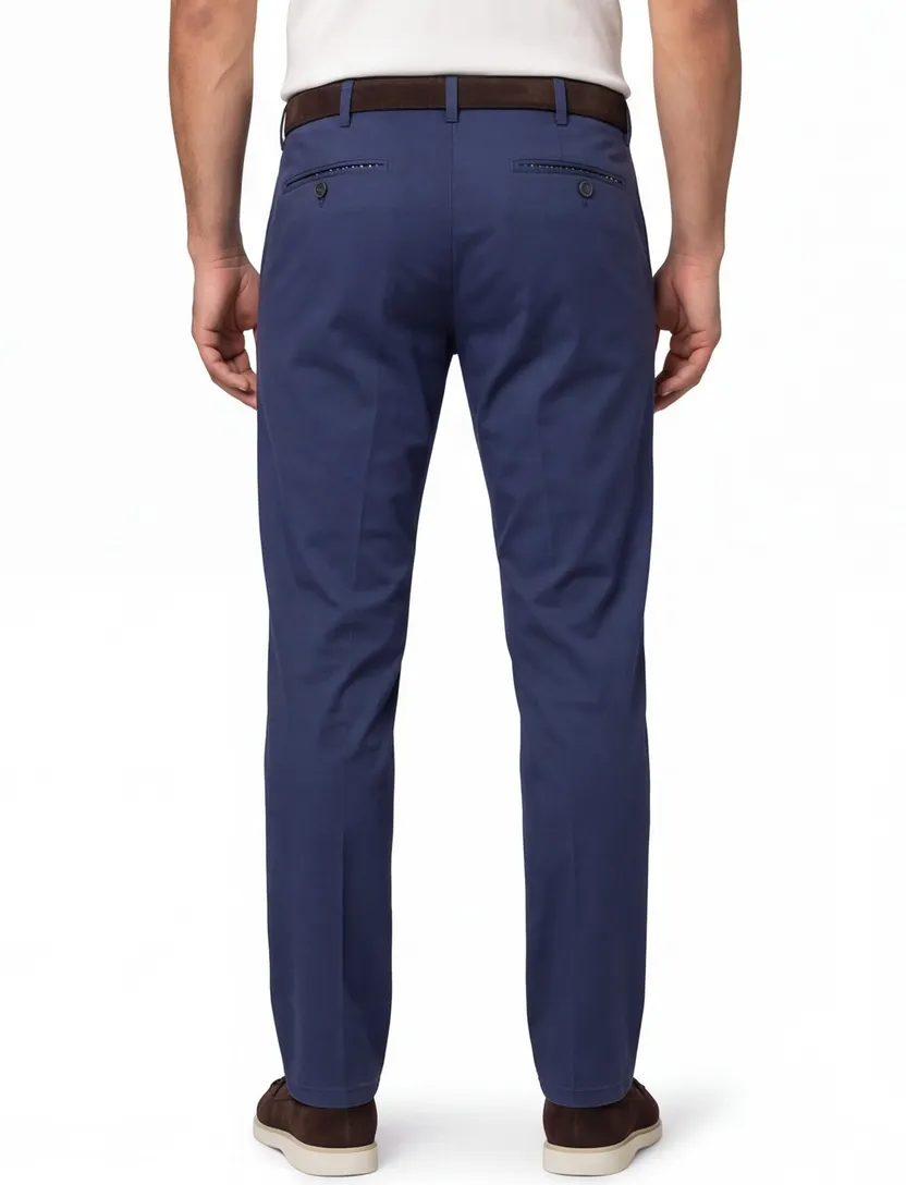 Pantalon flatfront model Meyer blauw normale fit