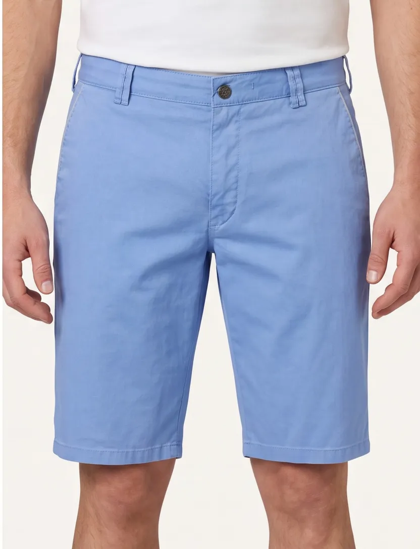 Shorts Meyer blauw katoen normale fit stretch