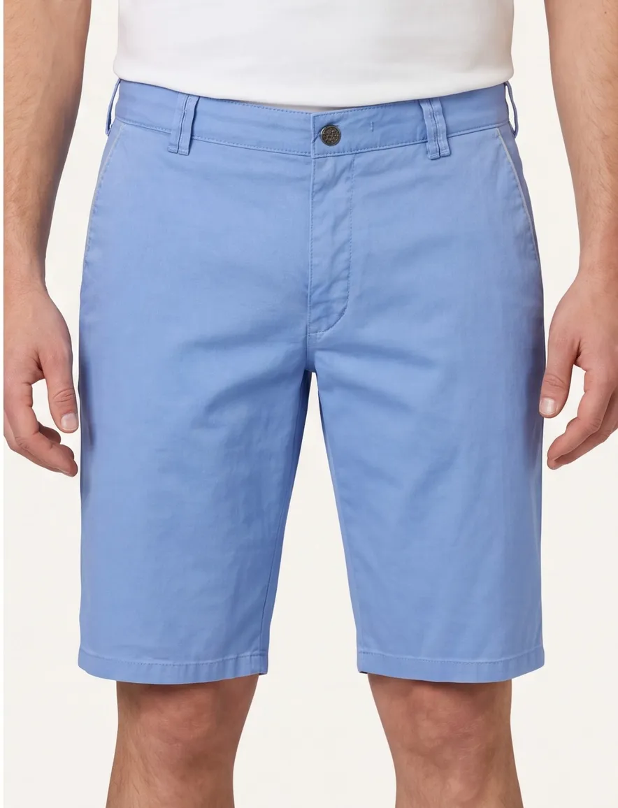 Shorts Meyer blauw katoen normale fit