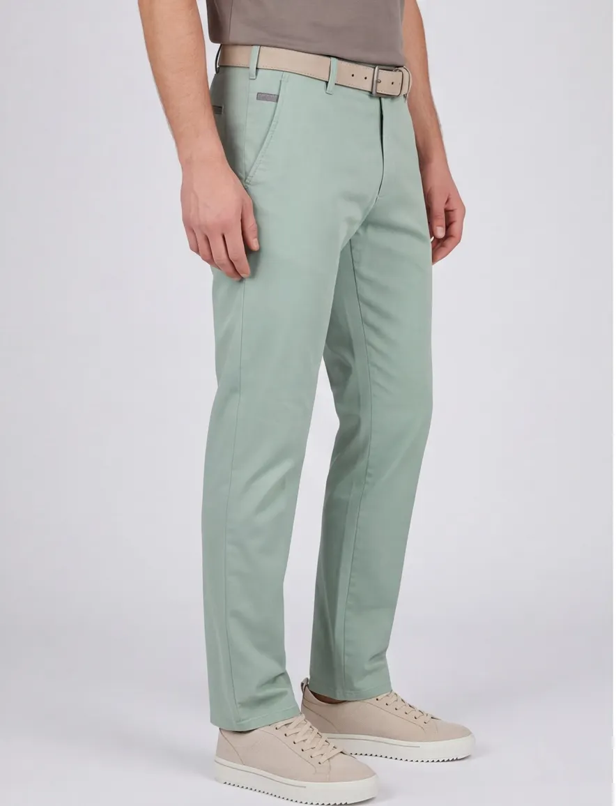 Groene pantalon flatfront normale fit Meyer