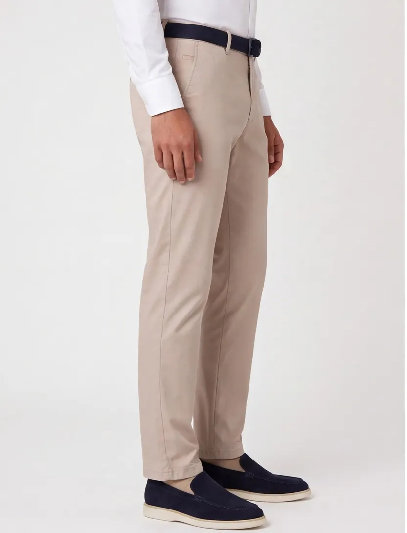 Pantalon flatfront model Meyer beige normale fit