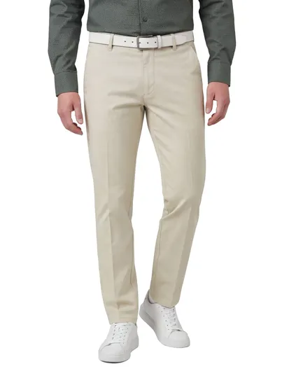 Meyer Creme pantalon Meyer normale fit flatfront zonder omslag