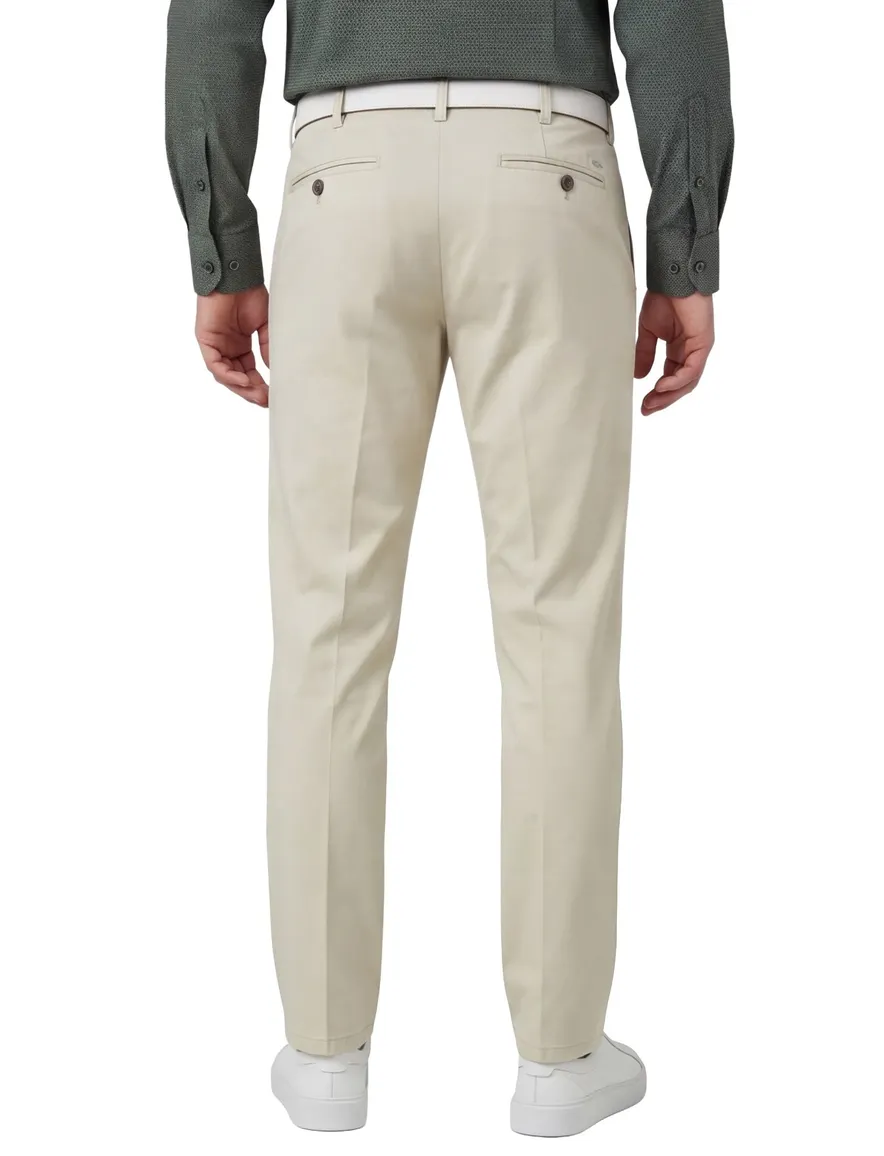 Creme pantalon Meyer normale fit flatfront zonder omslag