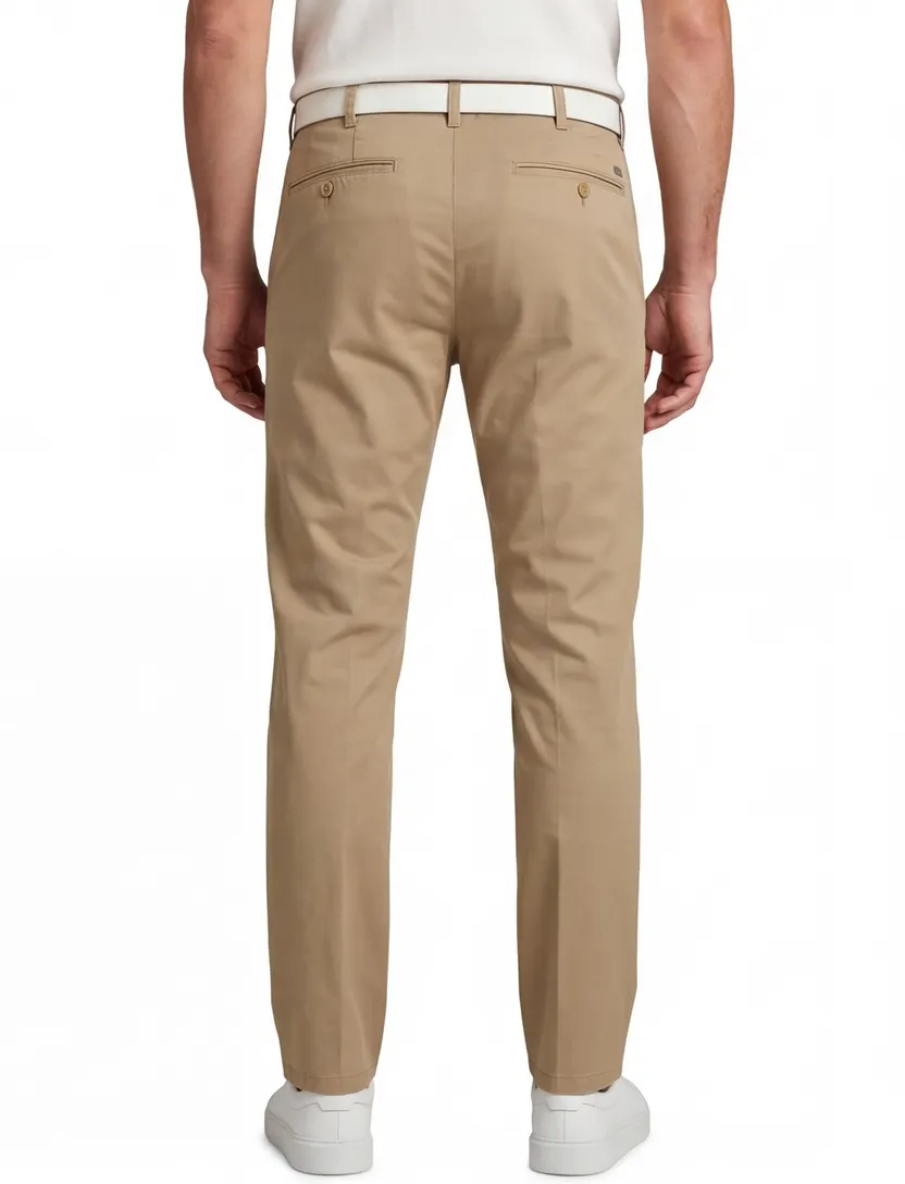 Khaki pantalon Meyer Bonn flatfront model normale fit katoen