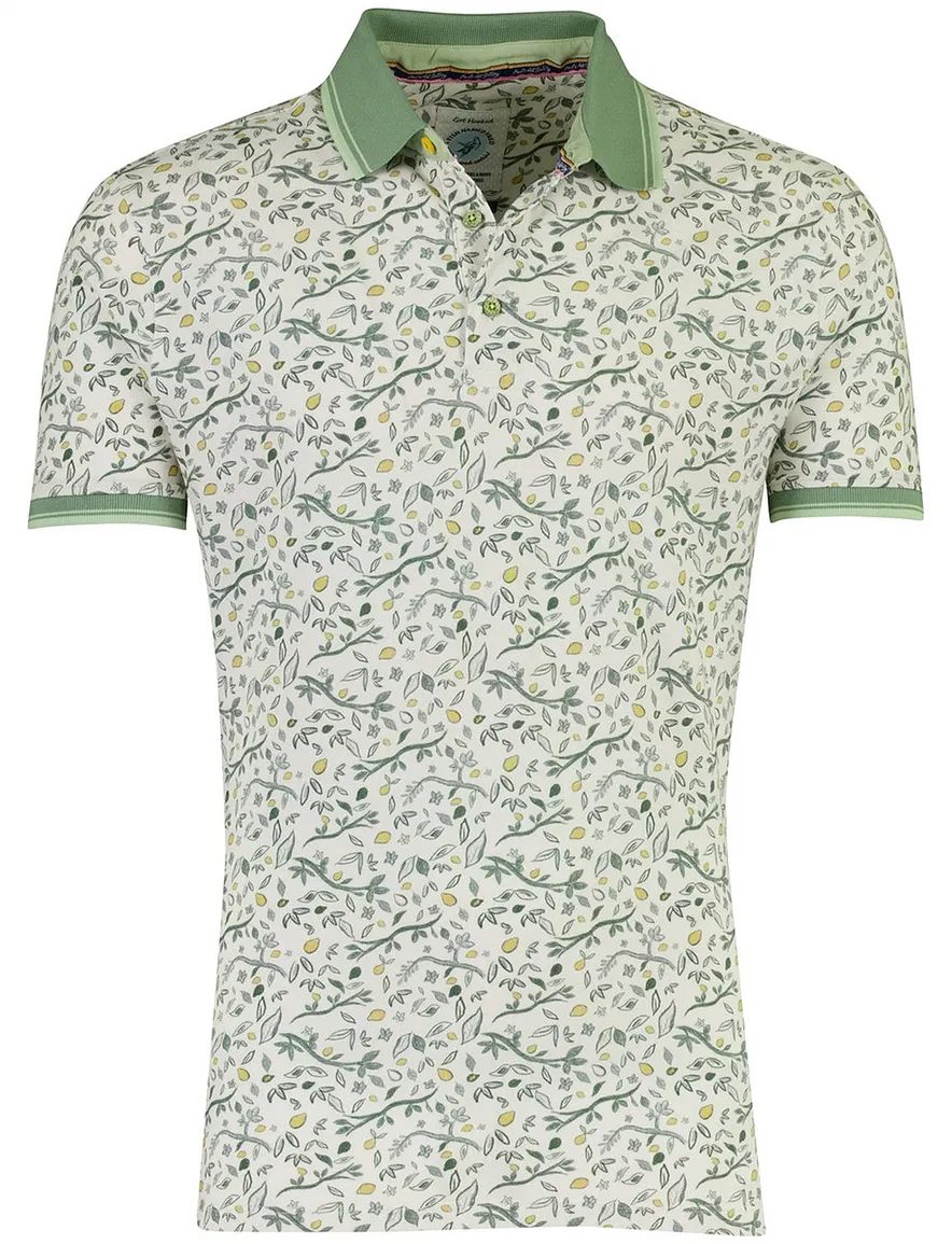 A Fish Named Fred poloshirt groen geprint citroen