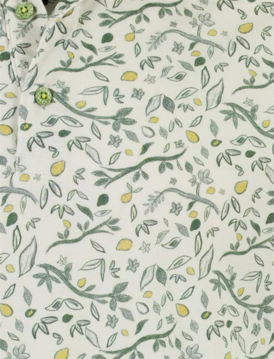 Korte mouw polo A Fish Named Fred groen citrus print