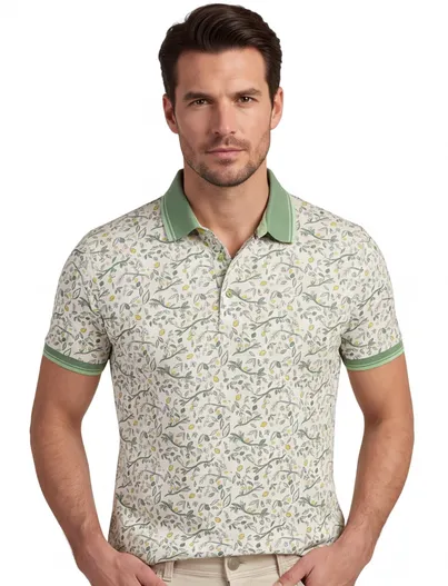 A Fish Named Fred Korte mouw polo A Fish Named Fred groen citrus print