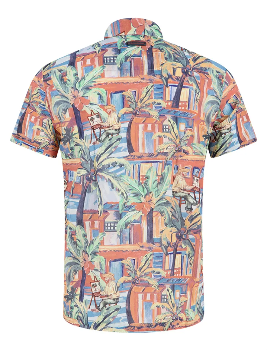A Fish Named Fred overhemd multicolor print korte mouw
