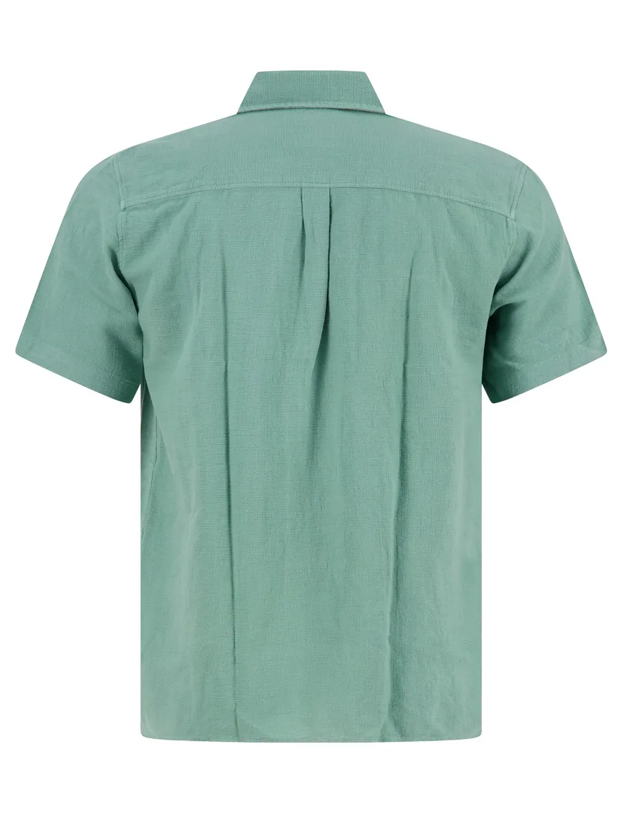 A Fish Named Fred overhemd korte mouw groen wide collar
