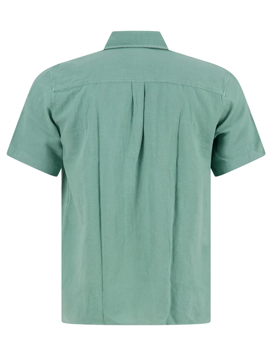 A Fish Named Fred overhemd korte mouw groen wide collar