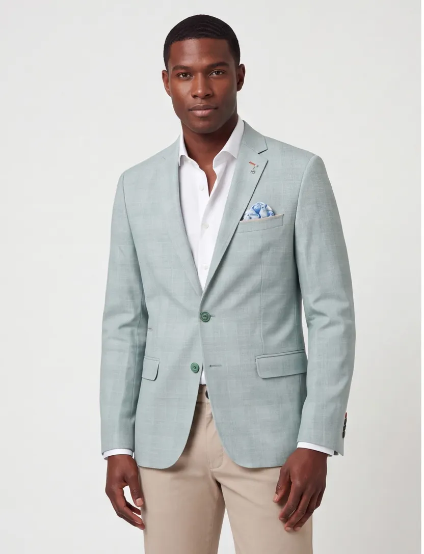 colbert A Fish Named Fred slim fit mintgroen geruit