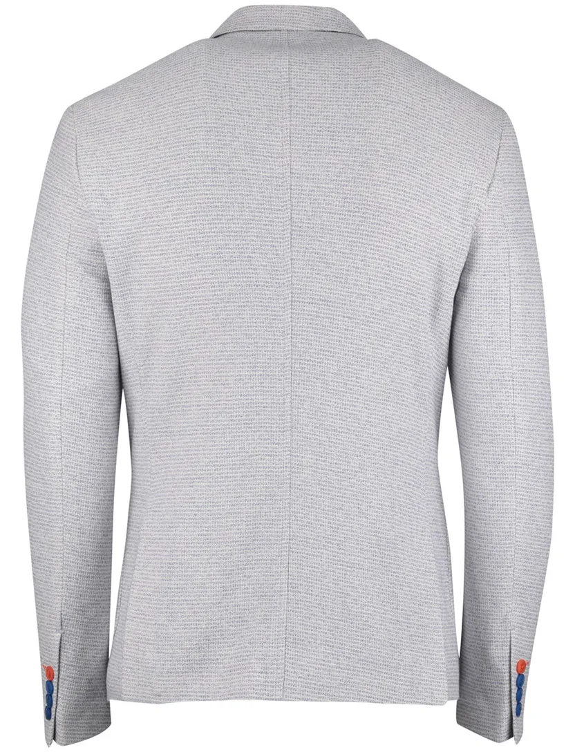 A Fish Named Fred colbert gemeleerd lichtblauw katoen slim fit