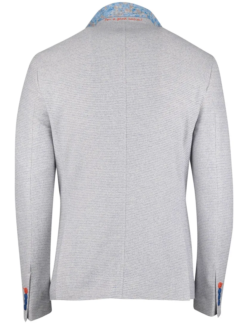 A Fish Named Fred colbert gemeleerd lichtblauw katoen slim fit