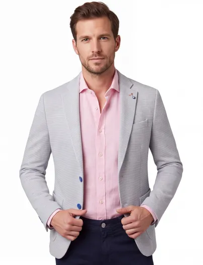 A Fish Named Fred A Fish Named Fred colbert lichtblauw gemeleerd slim fit katoen