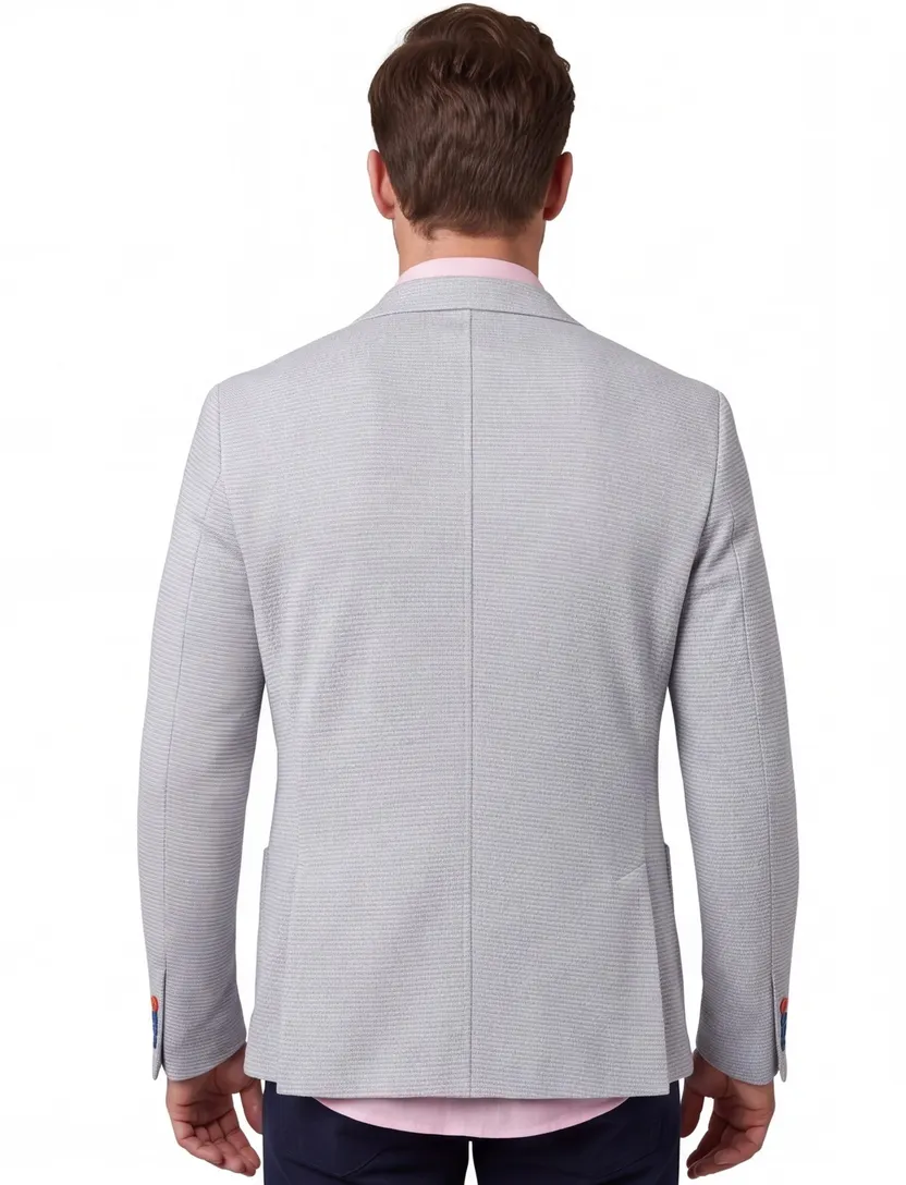 A Fish Named Fred colbert gemeleerd lichtblauw katoen slim fit
