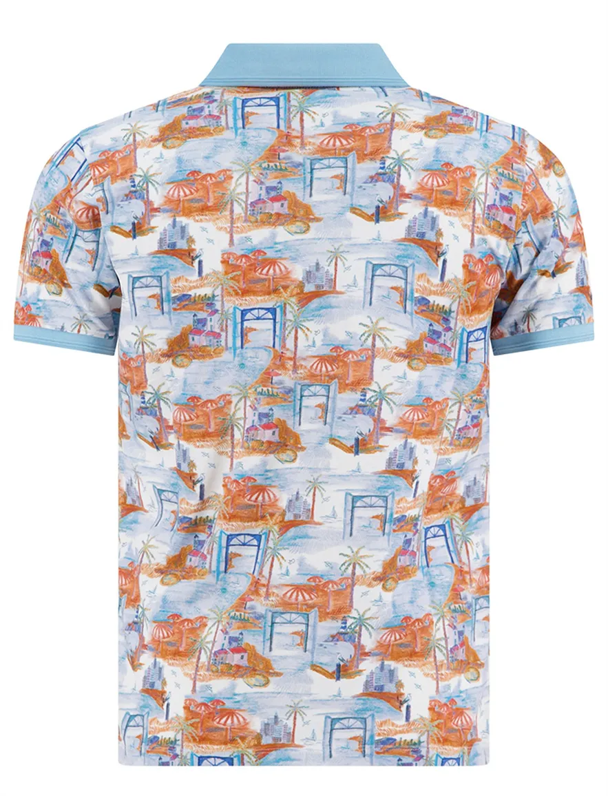 lichtblauw poloshirt A Fish Named Fred 3 knoops
