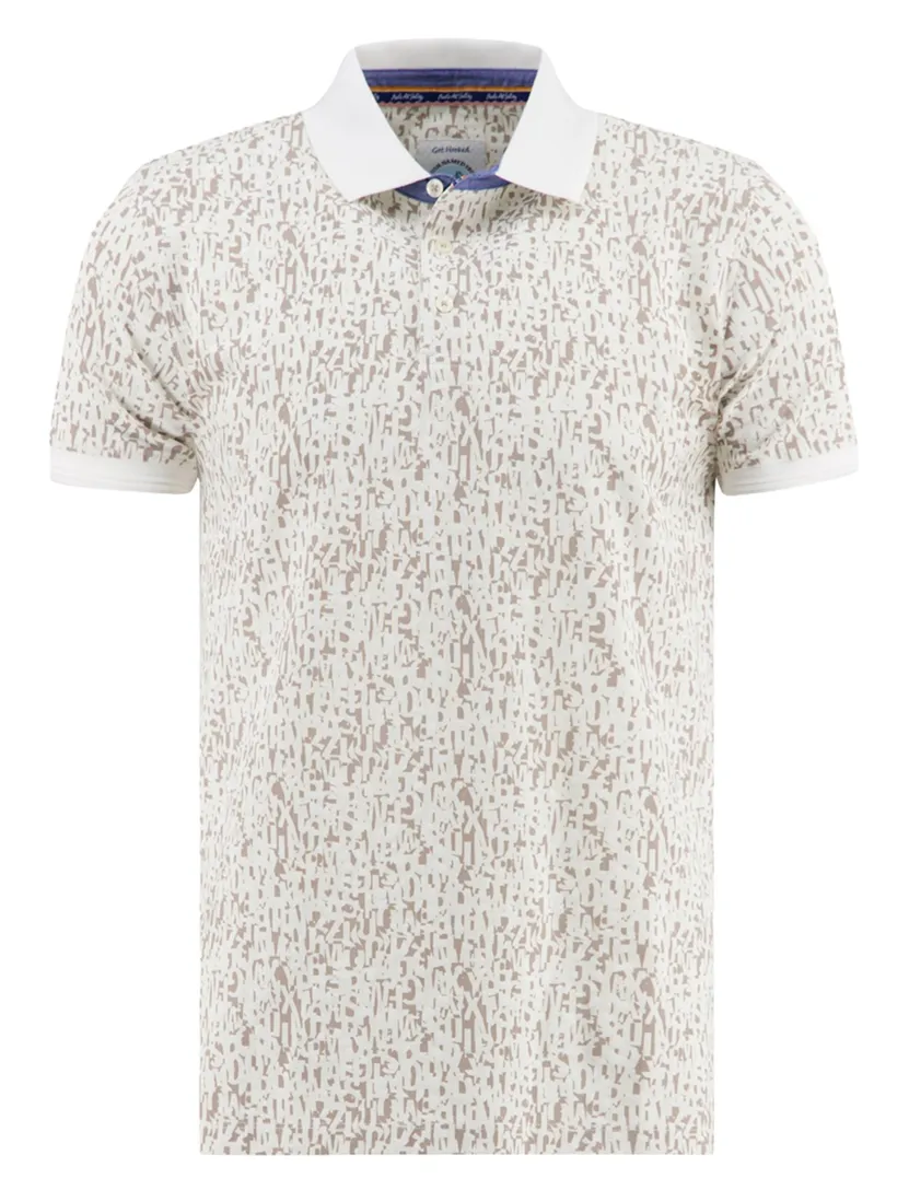 poloshirt A Fish Named Fred wit geprint 3 knoopjes