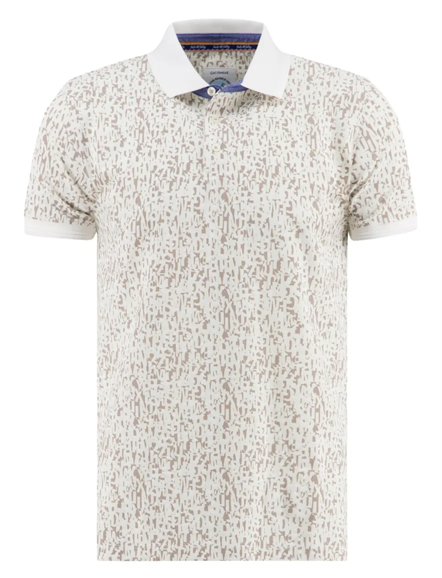 wit poloshirt A Fish Named fred geprint organisch katoen 3 knoops