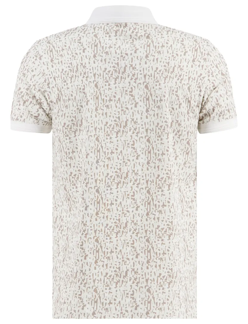 poloshirt A Fish Named Fred wit geprint 3 knoopjes
