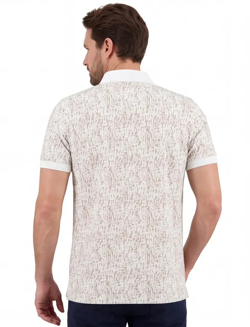 poloshirt A Fish Named Fred wit geprint 3 knoopjes