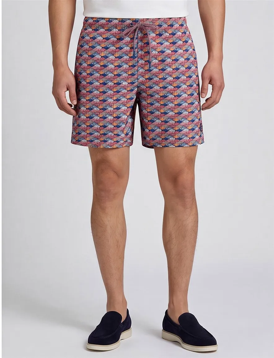 Zwembroek vissen print A Fish Named Fred rood oranje blauw
