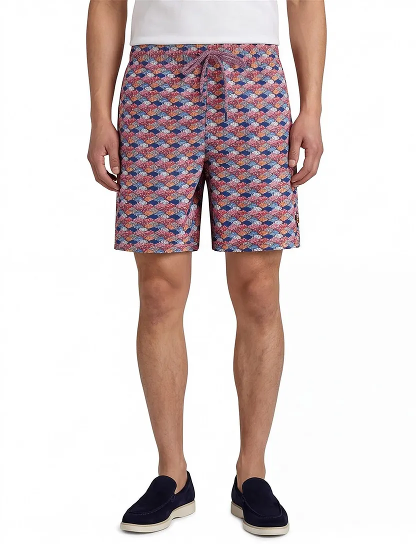 Rood oranje zwembroek met vissen print A Fish Named Fred