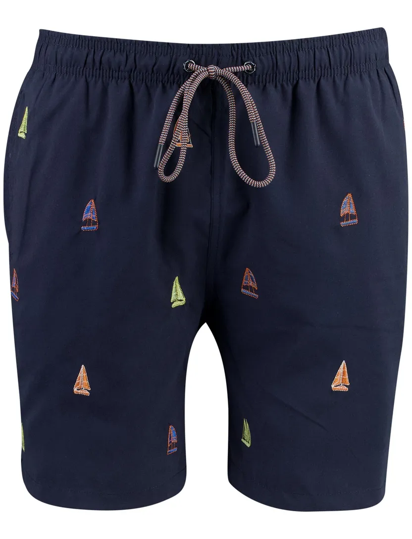 Donkerblauw zwembroek met zeilboten A Fish Named Fred