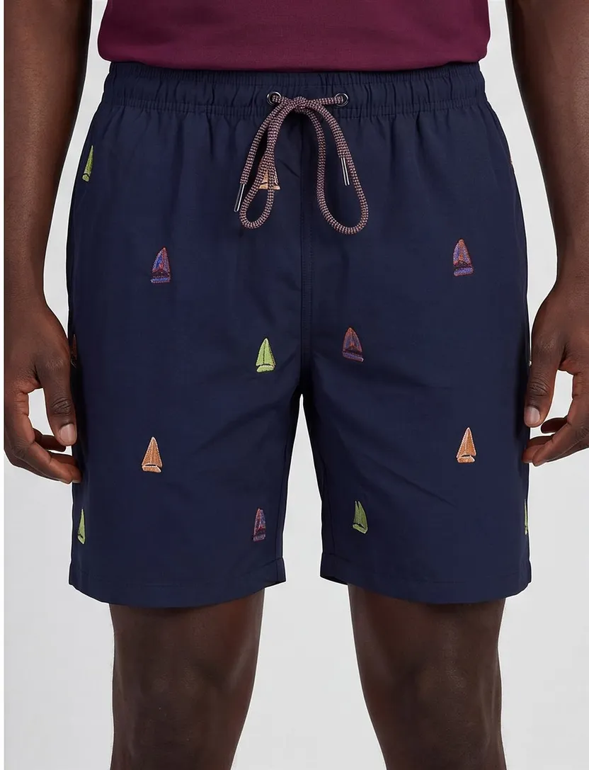 Donkerblauw zwembroek met zeilboten A Fish Named Fred
