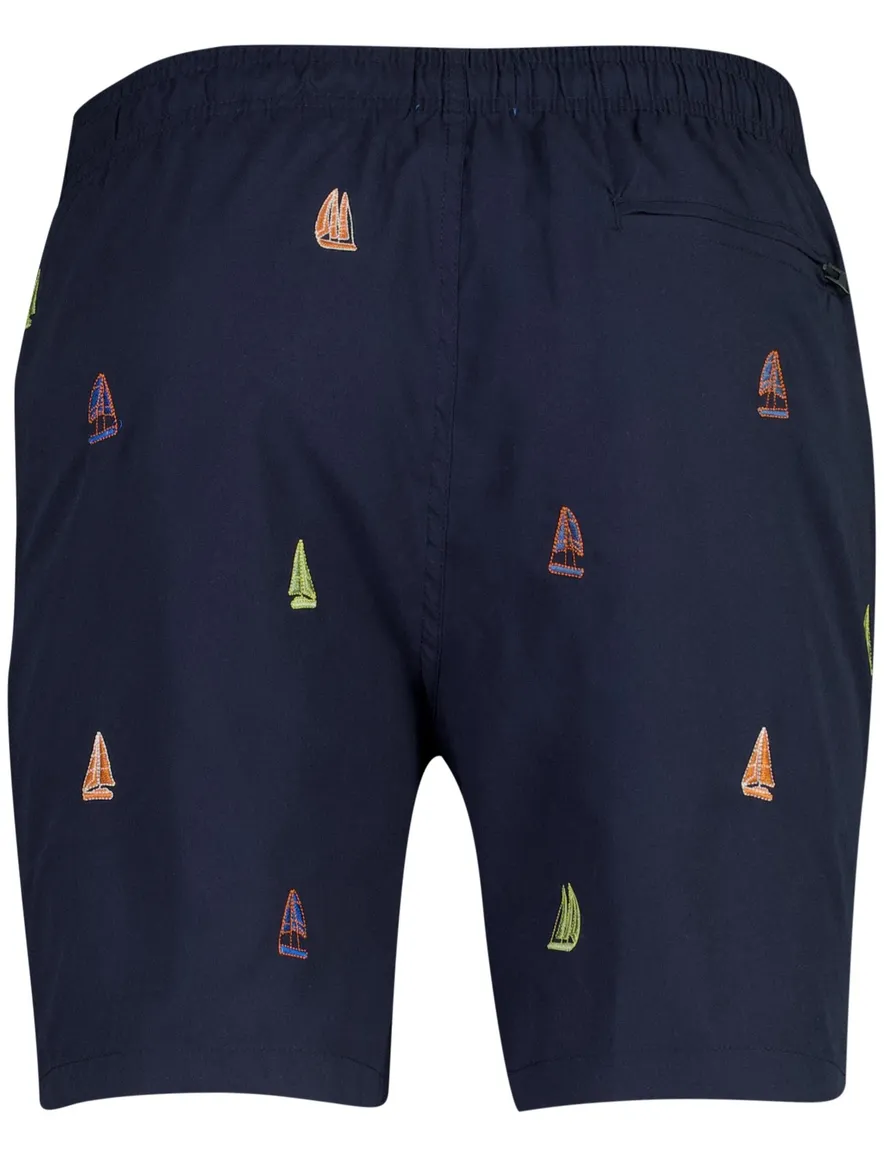 A Fish Named Fred zwembroek donkerblauw sailing boats geprint