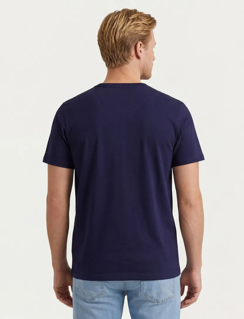 T-shirt korte mouwe A Fish Named Fred donkerblauw met opdruk katoen