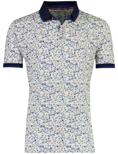 A Fish Named Fred A Fish Named Fred poloshirt blauw geprint citroen