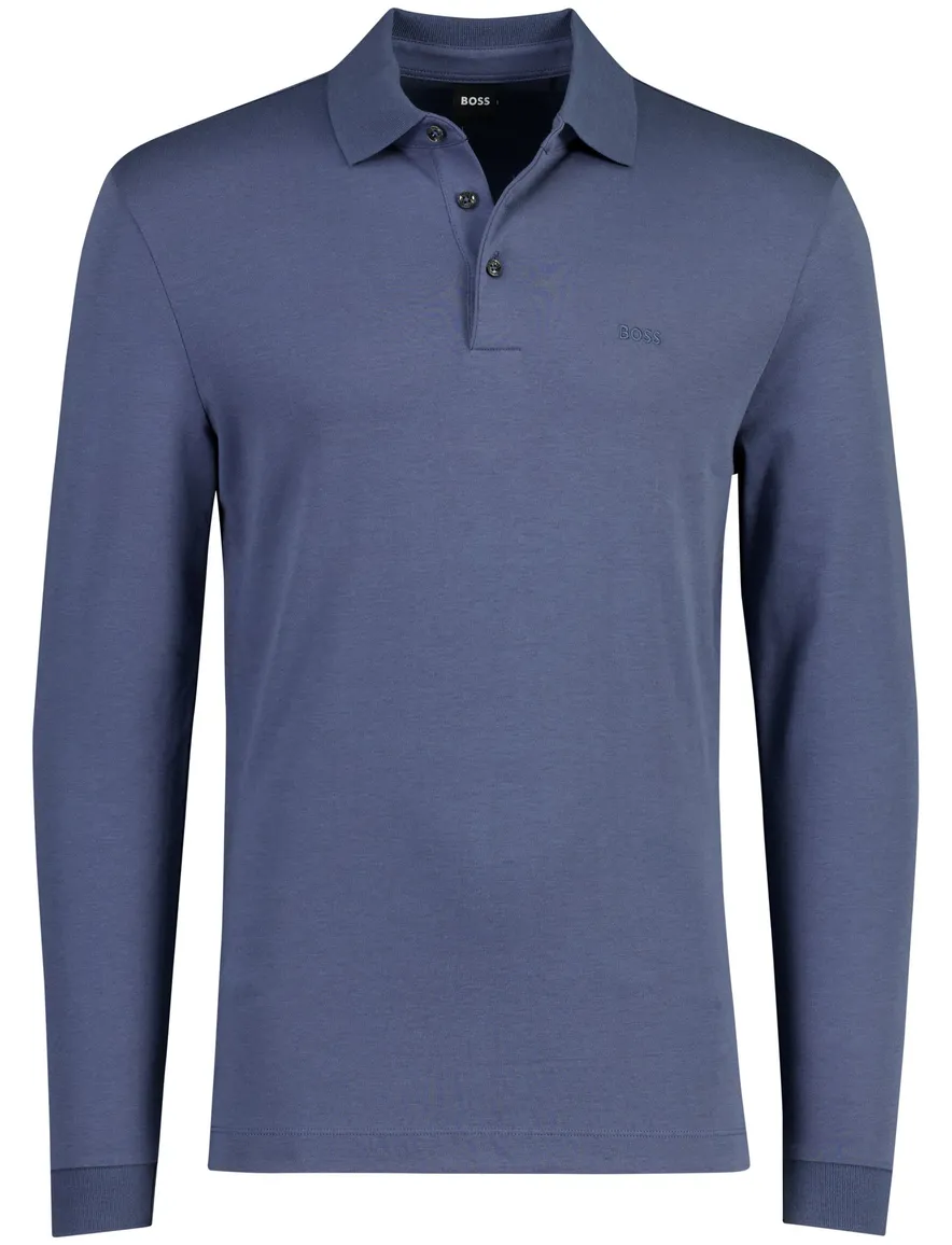 BOSS Black Pado 30 polo blauw lange mouw