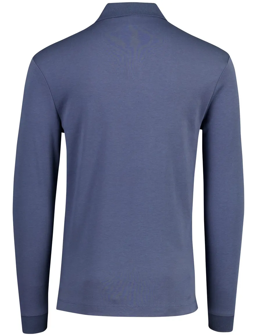 Poloshirt Boss Black Pado lange mouw 3 knoops blauw