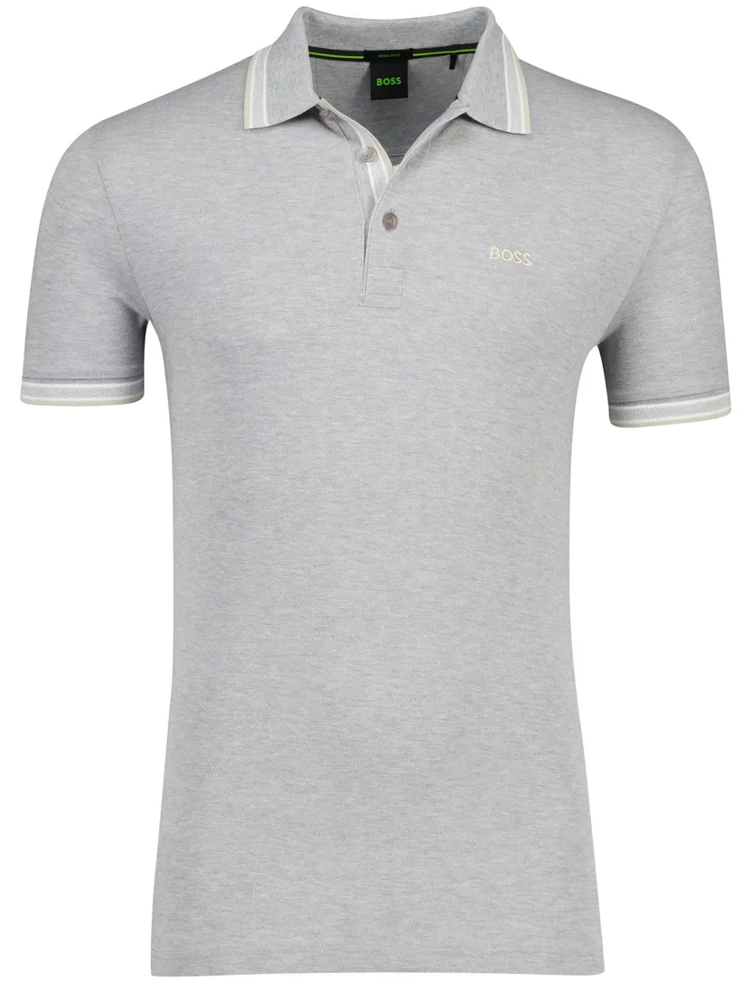 Poloshirt Boss Green paddy 3 knoops grijs pique