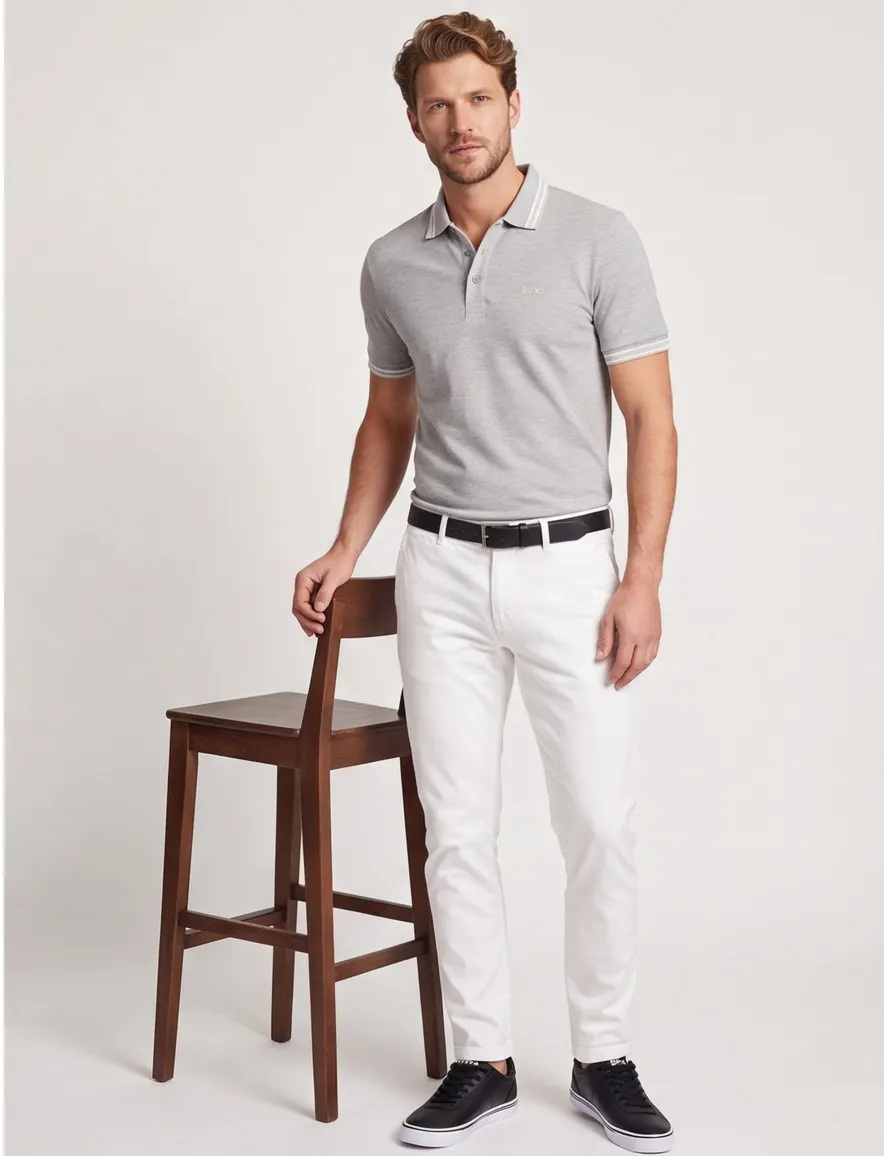Boss green grijs polo 3-knoops