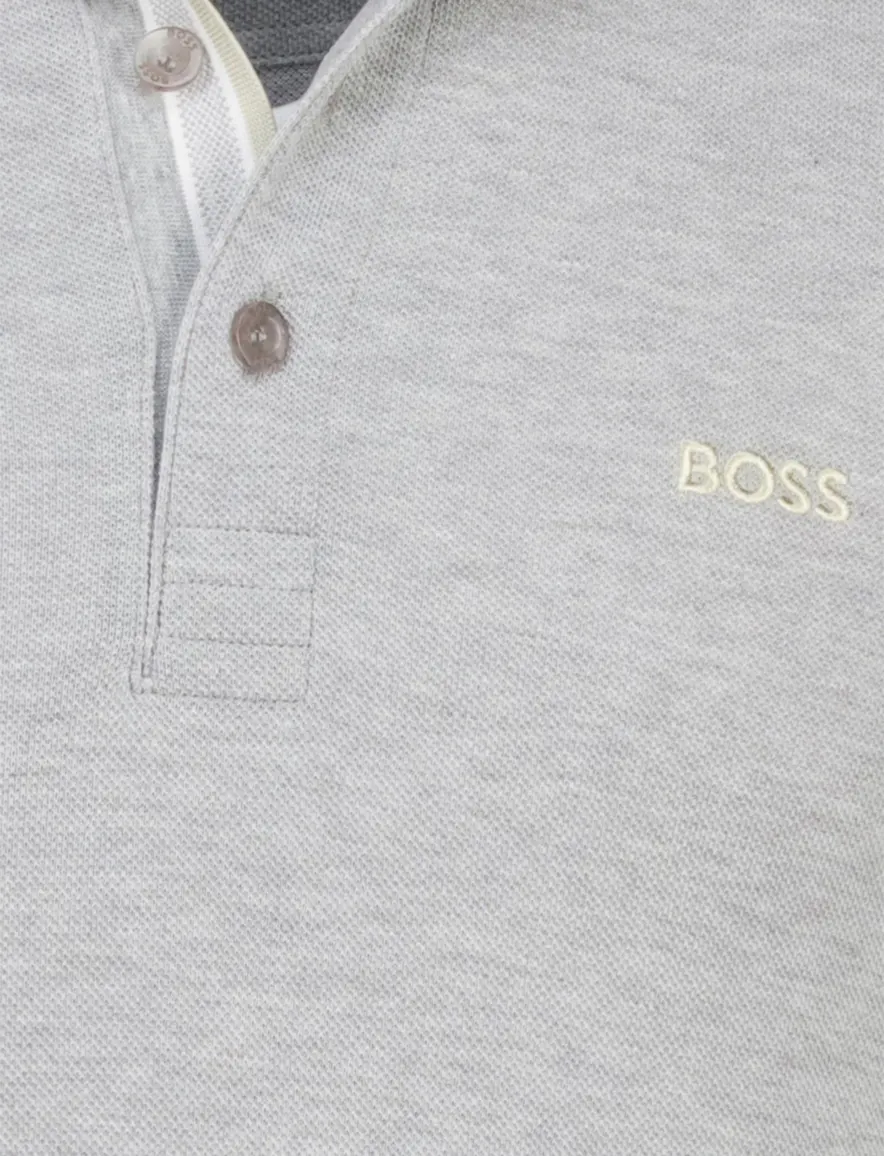 Boss green grijs polo 3-knoops