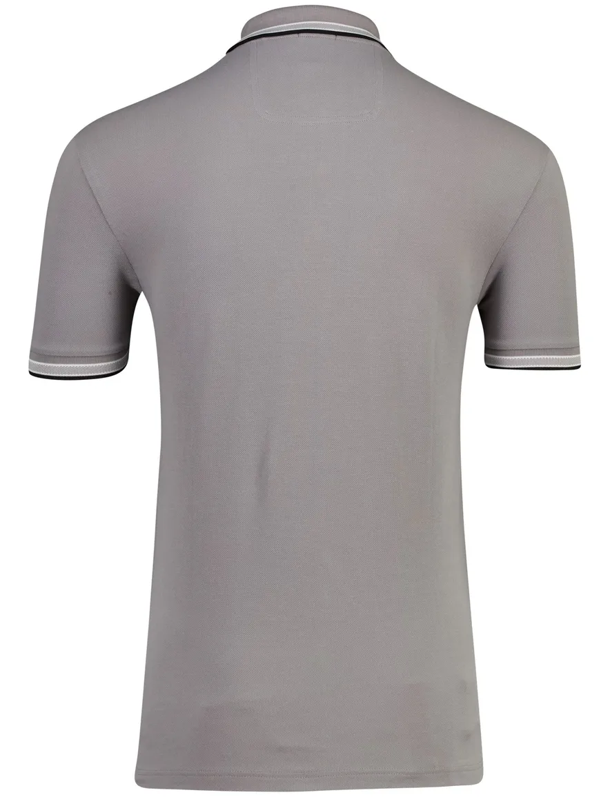 Boss Green Paddy poloshirt grijs pique effen