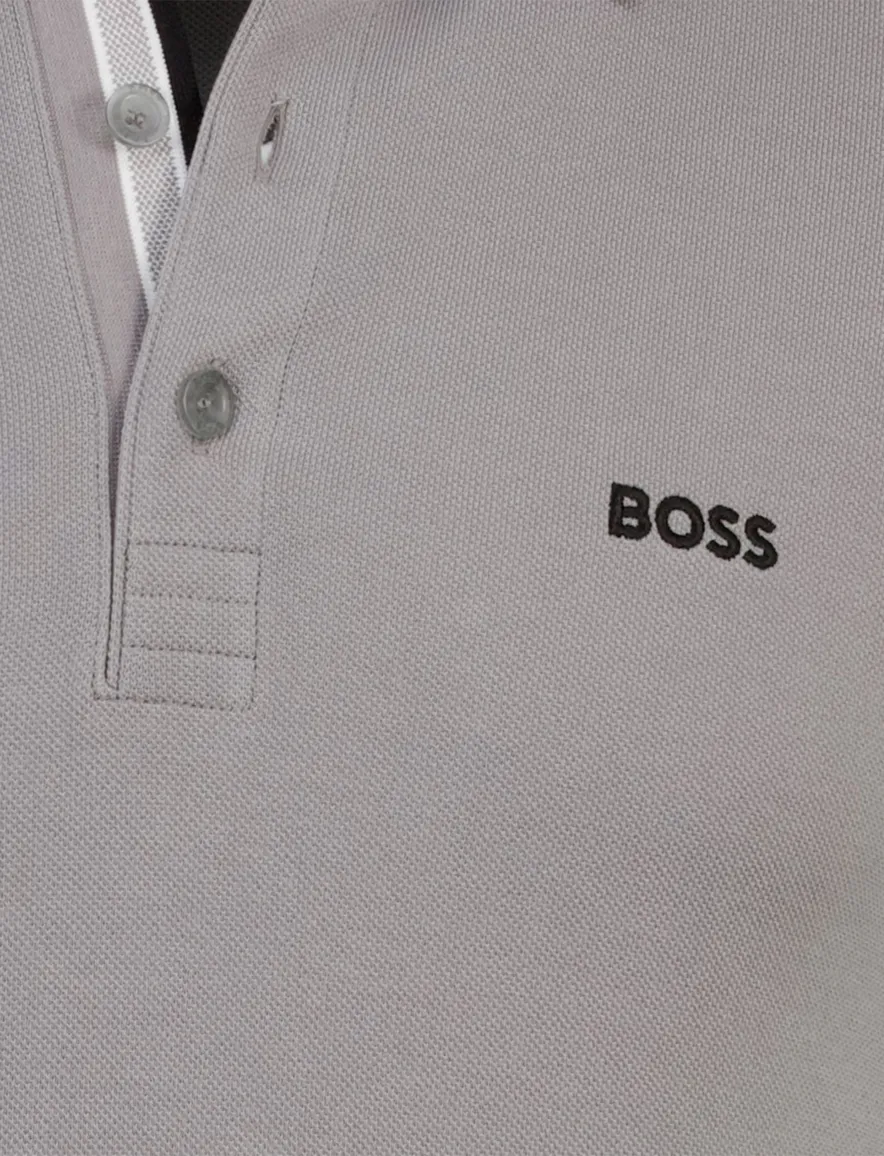 Boss Green Paddy poloshirt grijs pique effen