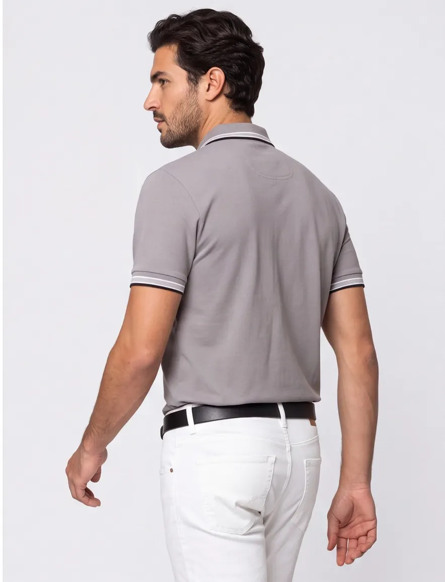 Boss Green Paddy poloshirt grijs met zwart logo